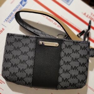 Michael Kors Black/Gray MK Logo Fannypack 5in H 8in L 1in W